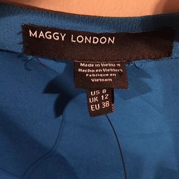 Maggy London Blue Ruffle Shift Dress sz 8 NWT - Picture 4 of 5